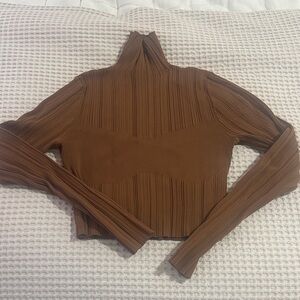 Zara Ribbed Long-Sleeve Turtleneck Top